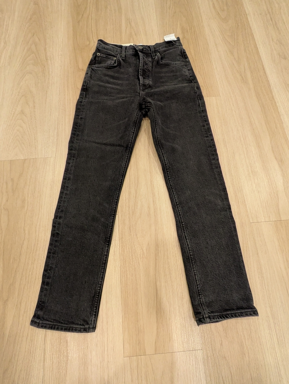 Agolde Black High-Rise Straight Jeans